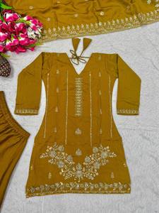 TENNECY Salwar Kameez para Mujer de Material Pesado NC Vichitra con Detalles Hechos a Mano, Reversible, Antiarrugas, de Secado Rápido y Corte Regular - Product Image 5