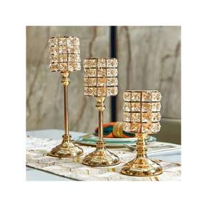 Wholesale Modern Gold Metal Crystal Beaded Candle Holder High-End Wedding Table Centerpiece <b>Candelabra</b> Event Banquet Supplies - Product Image 2