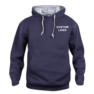 Sudadera con Capucha Personalizada para Hombre, Azul Marino, Algodón French Terry, Informal, para Otoño, con Bolsillo Frontal Estampado, Corte Regular - Product Image 1