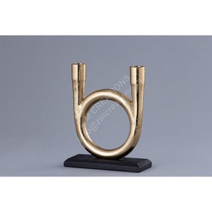 Candelabro de lujo para velas, soporte de metal artesanal para decoración de mesa, anillo para pilar de vela, color oro champán, con base. - Product Image 2