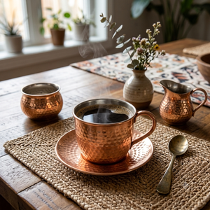 Hand Hammered Pure Copper Coffee Cup Saucer Set Food Grade <b>Tin</b> Lined Turkish Arabic Espresso <b>Mug</b> Hotel Tableware Wholesale Gifts - Product Image 3