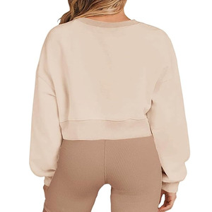 Sudadera Corta Bordada de Alta Calidad para Mujer, Estilo Urbano, Personalizable, Nueva Moda Casual Otoño Invierno, Color Sólido, Venta al Por Mayor 2026 - Product Image 3