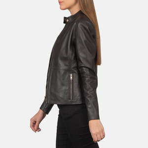 Blouson motard matelassé marron pour femme, col montant amovible, boutons, respirant, écologique, séchage rapide, 3D - Product Image 3