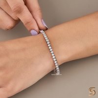 Bracelet tennis en or massif 10K de qualité supérieure avec diamants de laboratoire de 3 mm, 5,55 carats, taille ronde EF VS, bijoux en diamants de taille ronde en provenance d'Inde