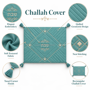 Housse de Challah en lin ethnique décorative, bords soigneusement finis, détails attrayants, conçue pour compléter la table traditionnelle - Product Image 6