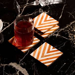 Best Quality Factory Wholesale <b>Table</b> <b>Coaster</b> Custom Designed Bamboo and Resin Inlay on Slate for Tea and Coffee - Product Image 4