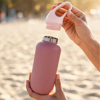 Bouteille d'eau élégante en acier inoxydable de 18 oz, 25 oz, 32 oz, à ouverture moyenne, à double paroi, isolée sous vide, anti-fuite, réutilisable, gourde de sport