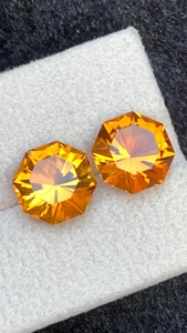 Pierre précieuse naturelle Citrine, paire de pierres rondes taillées, pierres brutes pour la création de bijoux fins, quartz jaune assorti - Product Image 2