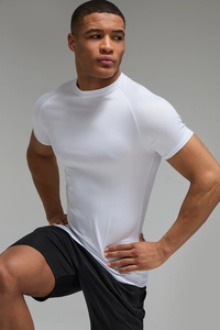 T-shirt de compression athlétique décontracté pour homme, manches courtes, coupe ample, respirant, séchage rapide, extensible, vêtements de sport pour la gym - Product Image 5