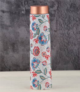 Bouteille d'eau en cuivre imprimée, disponible en différentes capacités, directement d'Inde, vaisselle de haute qualité, bouteille d'eau en cuivre, vente chaude - Product Image 1