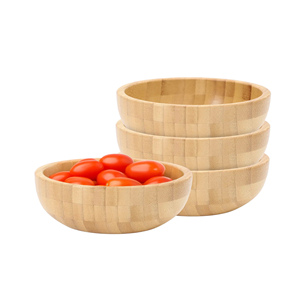 Tazón de Madera Natural Premium, Desechable, Ecológico, Hecho a Mano, Tazón de Madera Maciza para Ensaladas y Frutas, Vajilla Rústica para Mesa de Cocina - Product Image 1