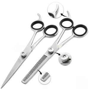 Juego de Tijeras de Peluquería Profesionales de Acero Inoxidable con Tijeras de Corte y Entresacado, Tornillo Ajustable y Reposa Dedos - Product Image 1