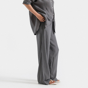 Pantalon de yoga pour femme, style flare, jambe large, en spandex/coton, anti-plis, avec cordon de serrage - Product Image 6