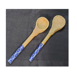Eco-Friendly Wooden Salad <b>Tools</b> Serving Set Spoon & Fork with Tropical Green Leaf Pattern Handles Dishwasher <b>Safe</b> - Product Image 5