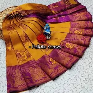 Nouveau Sari en Soie Kubera Léger Elite Meena, Tissé, pour Cérémonies, Mariages, Fêtes, Tenue Traditionnelle Ethnique avec Blouse - Product Image 6