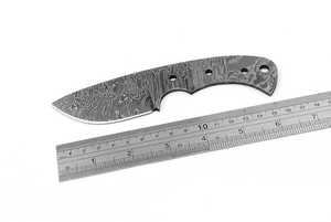 Lame de couteau en acier Damas pleine longueur - Lame Damas artisanale avec étui en cuir, tubes et broches en laiton, kit de personnalisation DIY, vente en gros - Product Image 4