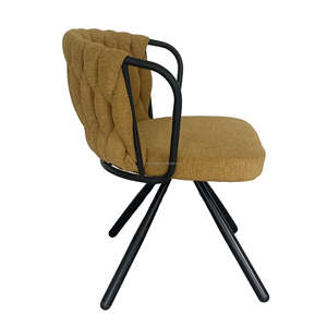 Sedia da pranzo in tessuto imbottito con bracciolo in metallo con bracciolo e gambe in metallo, - Product Image 2