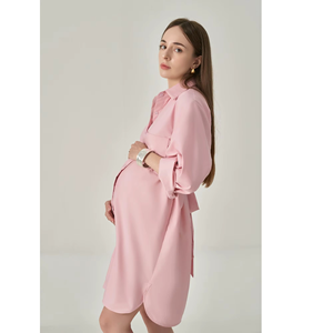 Mini Cotton Loose Waist Polyester Summer Breathable Regular Sleeve Minimalist Turn-down Collar Front Casual Dresses - Product Image 2