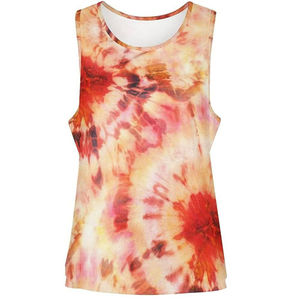 Camiseta sin mangas de algodón y elastano con estampado tie-dye para mujer, estilo anime, transpirable, ecológica, para primavera, verano y otoño, con logo personalizado. - Product Image 2