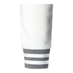 Veste de baseball universitaire en cuir à double manche avec logo brodé en chenille personnalisé, veste de varsity noire pour homme - Product Image 3