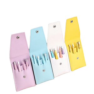 Ensemble de pinces à cils en acier inoxydable, best-seller, avec pointe courbée et droite, pinces à cils pour extensions, pinces à cils avec revêtement en papier - Product Image 1