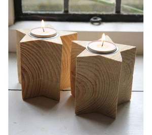 Porte-bougie en bois pour bougies chauffe-plat avec plateau, support carré à 4 emplacements |   Centre de table de Noël en bois naturel pour la table à manger à la maison - Product Image 3