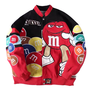 เสื้อแจ็คเก็ตมอเตอร์สปอร์ตสำหรับเด็กแบบสั่งทำพิเศษ สไตล์สตรีทแวร์ฮิปฮอป ปักลายทั้งตัว ผ้าคอตตอนทวิล ผลิตจากโรงงานโดยตรง - Product Image 1