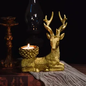 Candélabre en métal en forme de cerf doré pour la Saint-Valentin, décoration d'intérieur, utilisation sur table, résistant à la chaleur, écologique, fait main, animal - Product Image 2