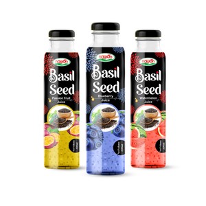 Jugo de fruta de alta calidad Semillas de albahaca Bebida 300ML Botella de vidrio Fabricante de bebidas de Vietnam Venta al por mayor Refrescos certificados HALAL - Product Image 1