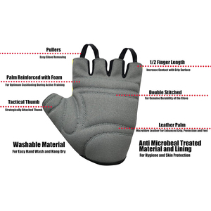 Gants de musculation en néoprène légers les plus vendus, demi-doigts, à lacets, unisexe, logo personnalisé - Product Image 5