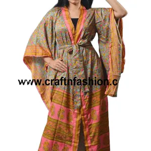 Kimono Baju Renang, Pakaian Renang Bikini Sutra Buatan Tangan Motif Bunga-Penutup Tubuh Pakaian Pantai-Jubah Pakaian Tidur-Kardigan Musim Panas-Gaun Malam