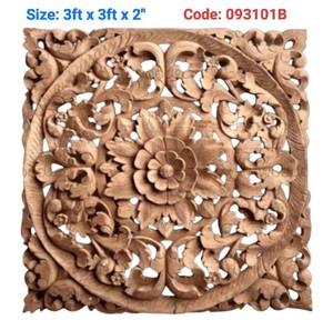 Paneles Decorativos de Madera de Teca Grabados, Cuadrados, de 3 pies, 100% Hechos a Mano, de Alta Resistencia, Ecológicos, Decoración Clásica Tailandesa para el Hogar - Product Image 3