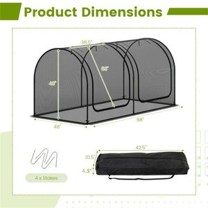 Gabbia per Piante in Rete di Nylon ad Alta Densità Verde 244x122x122cm con 2 Porte con Cerniera, Tenda Protettiva per Ortaggi e Fiori - Product Image 2