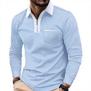Chemises de golf pour hommes en polyester/coton, à bordure contrastée, séchage rapide, impression de logo personnalisé, respirantes, unies ou rayées, grandes tailles, vierges - Product Image 1