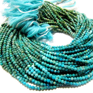 Perles facettées rondes en turquoise naturelle bleue de 3 mm, brin de 13 pouces de long - Product Image 6