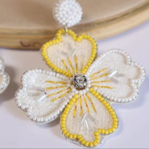 Handcrafted Glass Seed Beads Cute Embroidery Hoop <b>Earrings</b> Secure Lock <b>Back</b> Lightweight Comfortable Customized Game Day - Product Image 3