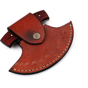 Couteau Ullu Burraq personnalisé fait main en acier Damas, manche en bois, trancheur à pizza, étui en cuir, ambidextre, compatible lave-vaisselle - Product Image 4