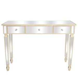 Comò a Tre Cassetti in Legno Massello con Specchio, Stile Moderno/Classico/Antico, Tavolo Consolle Autoportante per Camera da Letto - Product Image 4