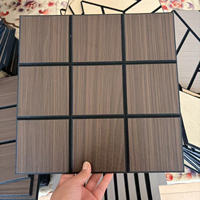 Panneau acoustique mural et de plafond en bois plaqué, en MDF, en fibres de bois, auto-adhésif, à grille de neuf cellules, insonorisant