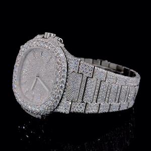 Montre-bracelet de luxe pour homme en quartz, entièrement sertie de diamants, bracelet en acier inoxydable, cadran en forme de coussin, lunette étincelante, édition limitée SEIKO - Product Image 3