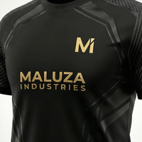 Conjunto de Entrenamiento de Fútbol Profesional Unisex, Jersey y Pantalones Cortos de Fútbol con Estampado Personalizado, Transpirables, UPF 50+, Talla Grande, Negro y Dorado, Deportivo