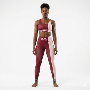 Ensemble de yoga haut de gamme pour femmes, deux tons, leggings taille haute, soutien-gorge de sport sans manches, vêtements de fitness, spandex/polyester, marque Cocoon, respirant - Product Image 1