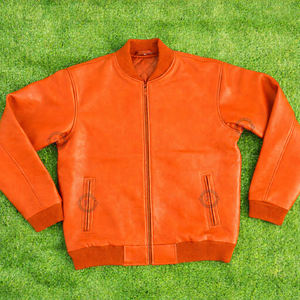 Blouson Bomber Décontracté en Cuir Véritable Souple, Veste Coupe-Vent Chaude pour l'Extérieur, Blousons en Cuir Style Universitaire – Nouvelle Collection Promotionnelle - Product Image 1