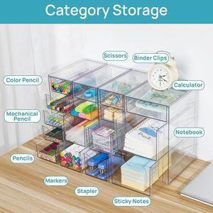 <b>Acrylic</b> <b>Organizer</b> with 16 Drawers Clear Storage Desk <b>Organizer</b> for Office Supplies and <b>Makeup</b> - Product Image 4