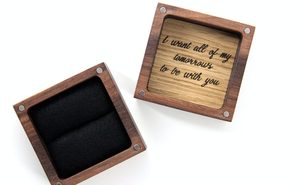 Walnut Wood Ring <b>Box</b> Magnetic Lid Custom Engraving Proposal <b>Jewelry</b> <b>Gift</b> <b>Box</b> OEM Wedding Corporate Vietnam - Product Image 6