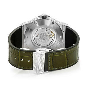 Montre à quartz en acier inoxydable avec bracelet de 20 mm et cadran en verre, style hip-hop premium, entièrement sertie de moissanite et de diamants VVS - Product Image 5