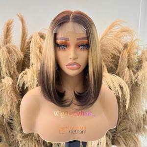 Ombre Bob peluca Estilo libre crudo vietnamita proveedores de cabello humano Cierre de encaje peluca mejor estilista Vietnam cabello - Product Image 1