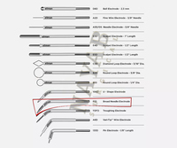 Électrode à aiguille large F1D compatible Ellman Surgitron, paquet de 25 |   Embouts d'aiguilles électrochirurgicales stériles à usage unique, tige 1/16
