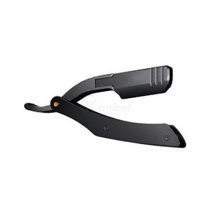 Rasoir droit noir mat professionnel pour barbier, outil de rasage à manche large, shavette au design personnalisé - Product Image 3