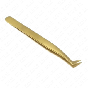 Gold L Shape Stainless Steel Russian Volume Eyelash Tweezers With Wholesale Price Lash Tweezers OEM <b>Tool</b> Kit - Product Image 3